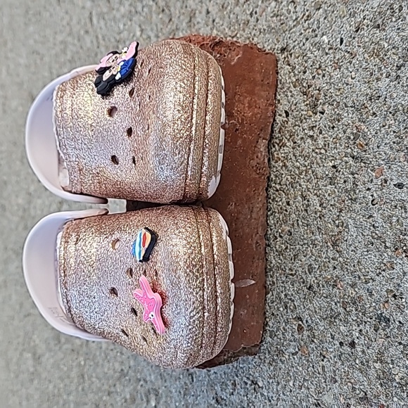 Crocs Light Rose Gold Glitter Sparkle Lined - Picture 5 of 11